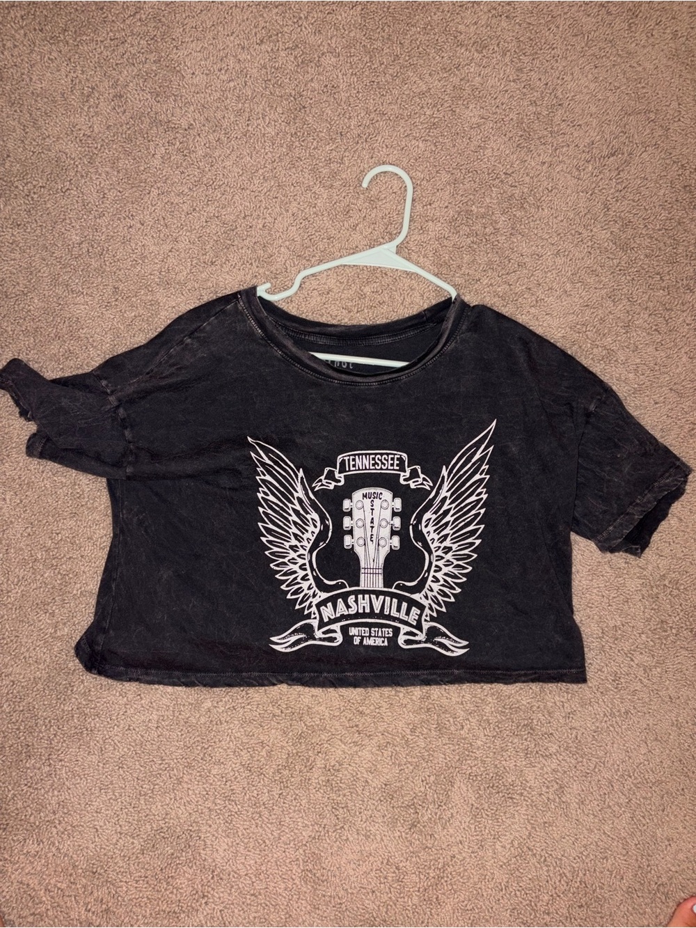 Free People Black Graphic Nashville Crop Tee